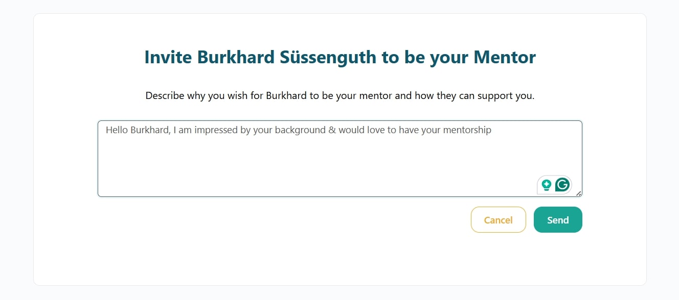 Send your mentoring requests.